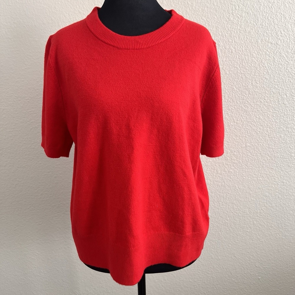Women's Large Short Sleeve Knit Top Preppy Stretch Capsule Soft Minimalist
